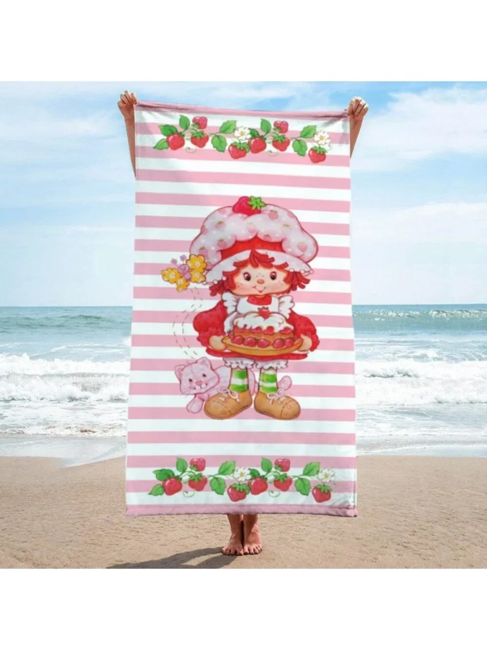Strawberry Shortcake Kids Bath Towel - 100% Cotton, 28x58, Perfect for Beach